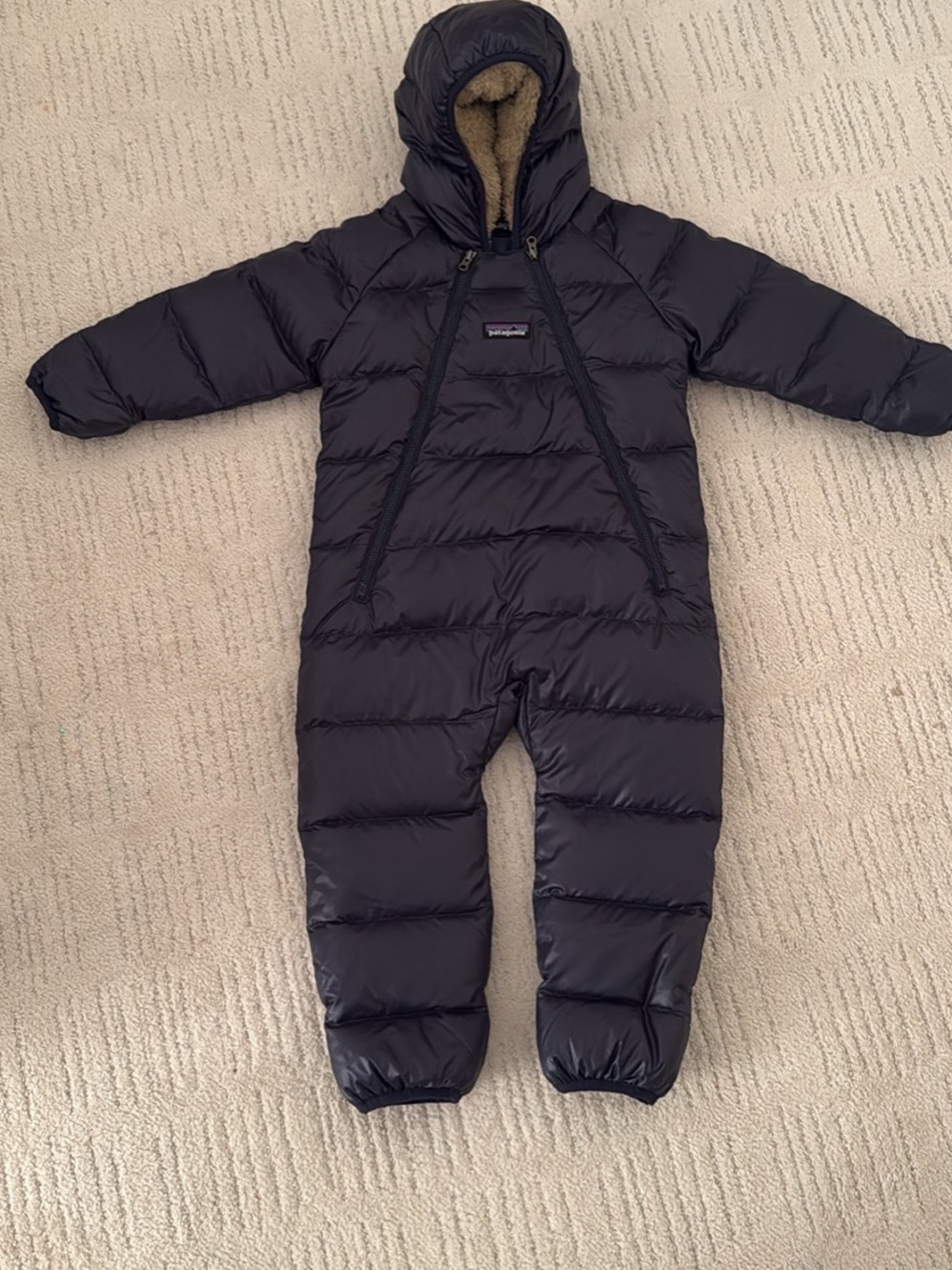 Patagonia Toddler Navy Puffer One-Piece Snowsuit - 12- 18 months